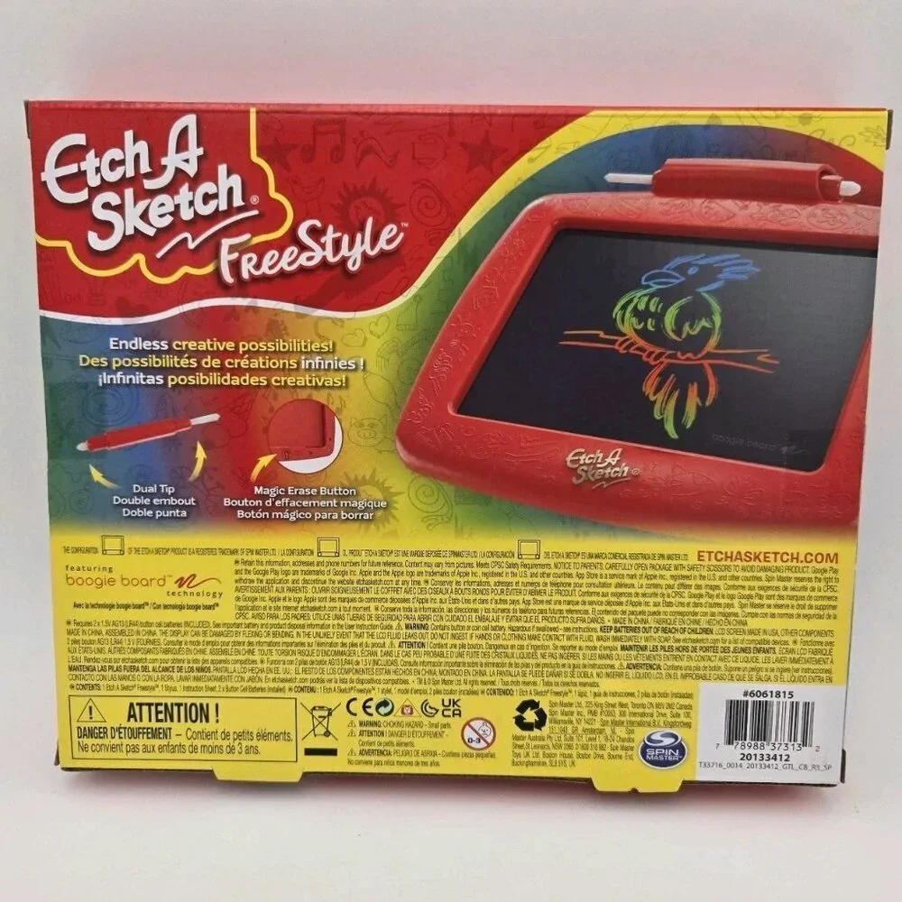 Etch A Sketch Freestyle Drawing Tablet with 2-in-1 Stylus Pen and Paintbrush Red